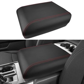 INTGET Car Center Console Armrest Cover for 2024 Ford F150 Accessories Interior 2021 2022 2023 Middle Console Lid Seat Cover Protector Elbow Cushion Pad (red Stitches, 2021-2024)