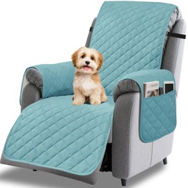 Neween Water-Resistant Recliner Chair Covers, Recliner Cover Non-Slip Dog Chair Slipcover Furniture Protector Washable Slipcover with Pocket, Elastic Straps for Pets, Dogs (Blue)