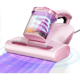 uwant Bed Cleaner with 16Kpa Suction Metal Roller 253.7nm Uv-c Light Mattress Vacuum Cleaner 36000RPM/Min 149℉ Heating HEPA Filter&Ultrasonic Mattress Vacuum for Sofa, Pillow, Bed Throws, Pink