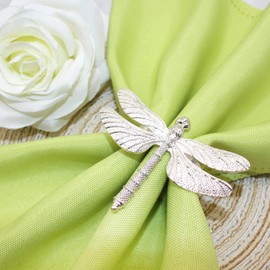 Davifina Dragonfly Napkin Rings Set of 6, Silver Napkin Ring for New Year, Easter, Christmas, Holiday, Hotel, Dinner Party and Table(Dragonfly)