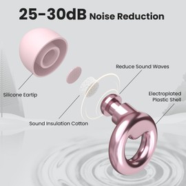 JUSTRVN Ear Plugs for Sleeping,2 Pairs of Stylish Reusable Noise Reduction Earplugs with 8 Pairs Tips & case,Hearing Protection Earplugs for Concert,Travel,Work,Live Events - 25dB-30dB