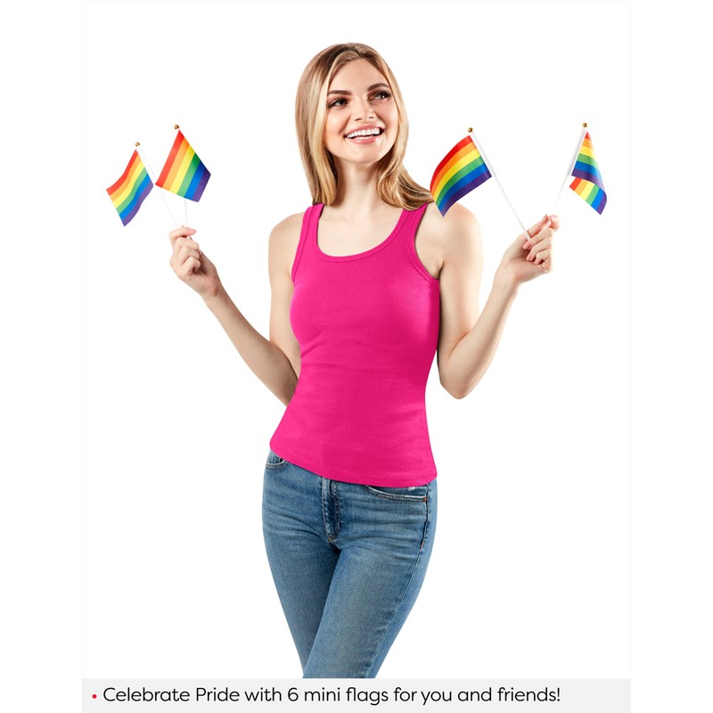 Rubie's 6-Pack Nylon Rainbow Flags, 3 x 5 Inches