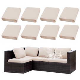 SUKAIKEQA 8pcs Stretch Outdoor Cushion Covers Patio Cushion Covers Outdoor Couch Cushion Covers Replacement, Outdoor Furniture Cushion Covers Waterproof Outdoor Patio Cushion Covers (Cover Only) (Cream)