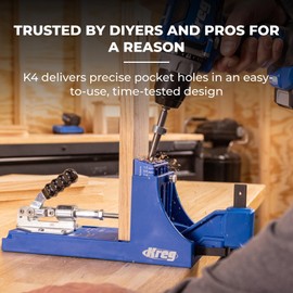 Kreg K4 Pocket Hole Jig - Adjustable, Versatile Jig for Strong Joints - Create Perfect, Rock-Solid Joints - Easily Adjustable Drill Guides - For Materials 1/2" to 1 1/2" Thick