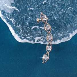 Inateannal Boho Rhinestone Evil Eye Ear Cuff Earrings Crystal Eye Cuff Clip Earrings CZ Crystal Ear Climber Cuff Earrings Gold Geometry Cuff Wrap Earrings Jewellery