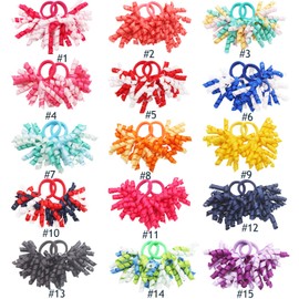 30PCS Baby Girl Bows Hair Ties Colorful Curly Korker Bow Elastic Rubber Bands Grosgrain Ribbon Hair Bows Ponytail Holders Hair Accessories for Girls Toddlers Kids Children in Pairs