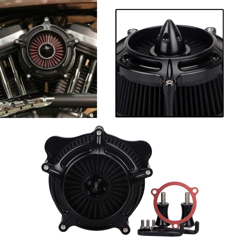 XMMT Black Spike Turbine Air Cleaner Intake Filter for Harley