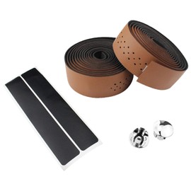 Bar Tape Handle Tape Bicycle Road Bike PU Leather Breathable (Brown)