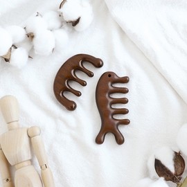 Scalp, Face & Shoulder Meridian Lymphatic Massage Wood Gua Sha Set