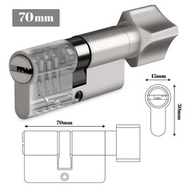 Profile Knob Cylinder Lock Cylinder Door Cylinder 35/35 Including 5 Keys Metal Silver Zinc Alloy Knob Cylinder Hengsong