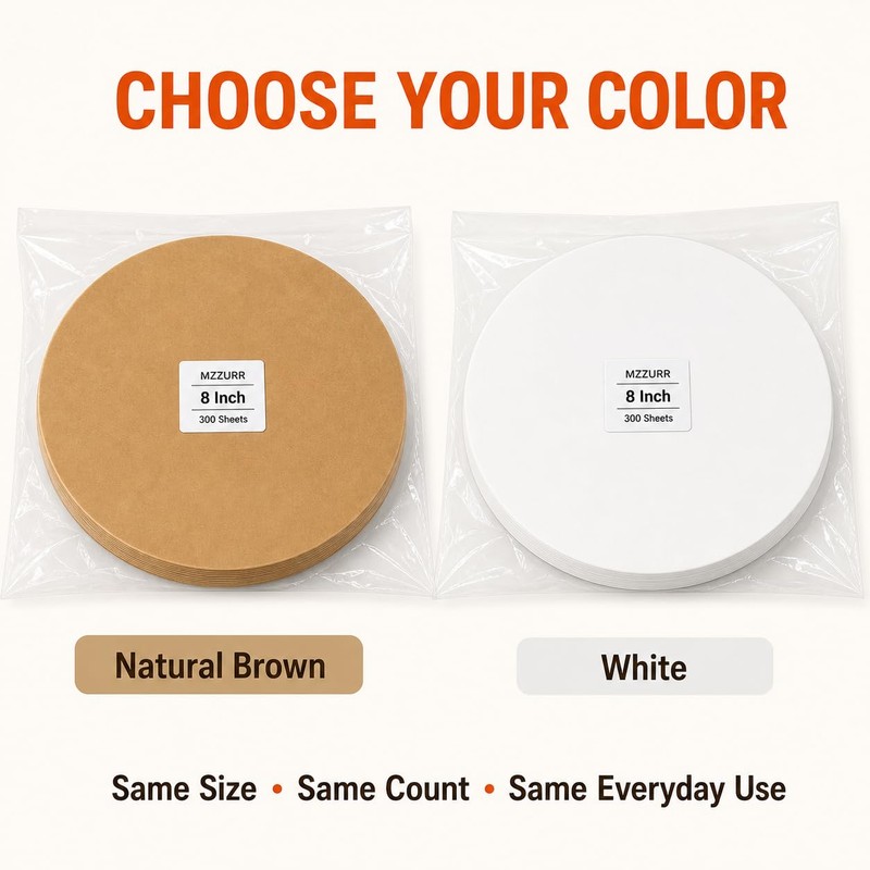 8 Inch Parchment Paper Rounds, Non-Stick, 300 Sheets
