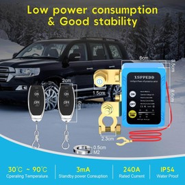 XSPPEDD Kill Switch for Car,12V Remote Battery Disconnect 250A, Car Power Cut Off, Blue - Manual & Remote Control for Auto, RV, Truck, Boat, ATV (1 Pack) (Battery Switch)