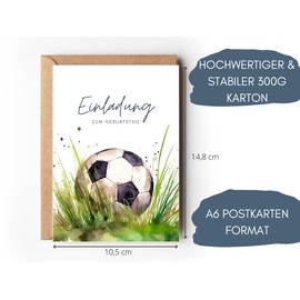Paperlane by Essi 10 Fußball Einladungskarten Kindergeburtstag Junge, Fussball Geburtstagseinladung Mädchen, coole Fußball Party Einladung Soccer Party (10 Einladungen inkl. Umschläge)
