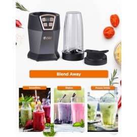 COMMERCIAL CHEF Personal Blender With 3 Modes for Smoothies, Shakes & More - 1000W With 6 Stainless Steel Blades and LED Display