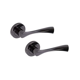 HANDLEZONE® Zena Lever On Round Rose Door Handles, Internal Passage Latch Handles, 1 Set - Black Nickel