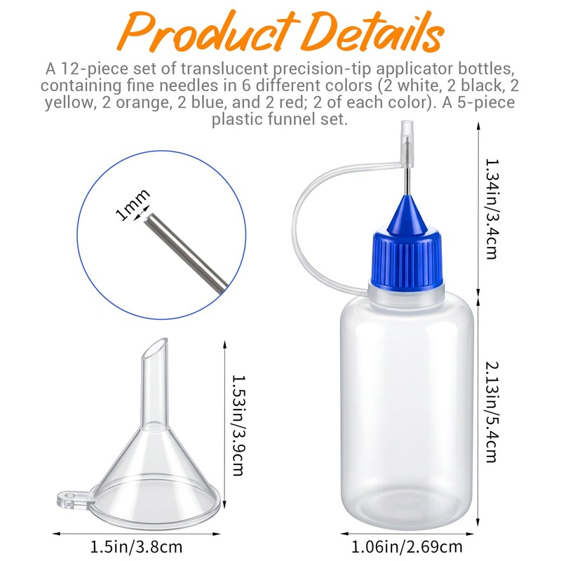 Precision Tip Applicator Bottles 12 PCS 30ml Needle Tip Squeeze