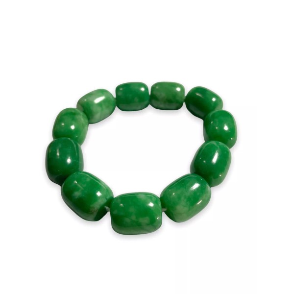 Cisco Handmade Emerald Green Jade Beaded Stretch Bracelet Chunky Good