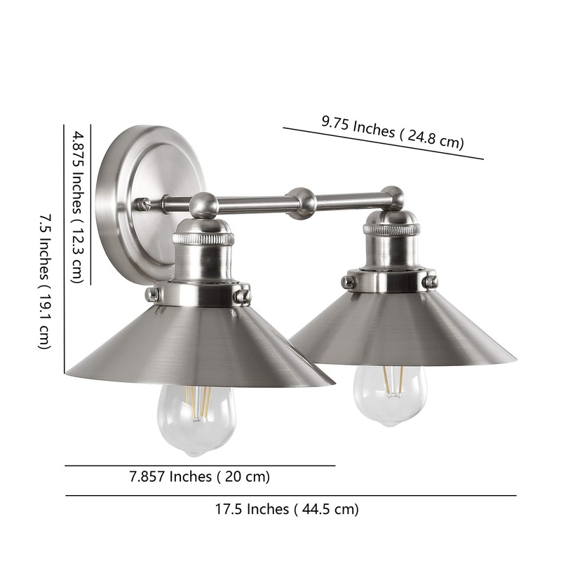 JONATHAN Y JYL7427B July 17.5" 2-Light Metal Shade Farmhouse Sconce