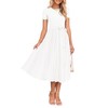ZESICA Womens 2025 Summer Short Sleeve Midi Dresses Casual Crew Neck Knit Belted Pleated A Line Flowy Wedding Guest Dress,White,Large