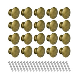 CYH 20 x Round Brass Door Knobs, 30 mm Furniture Knobs, Drawer Knobs, Vintage Furniture Handle for Dresser and Cabinet Furniture