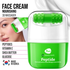 7Days Gesichtscreme mit Peptiden + Massagegerät für Verjüngung, Lifting und Feuchtigkeit – strafft, glättet Falten, Antioxidans, Koreanisch, Kosmetik, Anti-Aging, für fettige und raue Haut, 40 ml