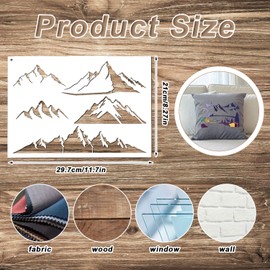 Pack of 6 Mountain Stencils for Painting on Wood, Wall Design, Reusable Wood Burning Stencils, Wild Animal Deer Template Forest Pattern Stencils for Wall Drawings, Fabric, Canvas, Crafts, Graffiti
