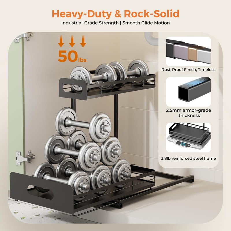 Delamu 2 Pack Metal Bathroom Organizers and Storage, 2 Tier