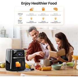 5QT Air Fryer, 8-In-1 Air Fryer with Perspective Window, Air Fryers Oil Free Touch Screen Low Noise, 50 Recipes Cookbook, Timer & Temperature Control, Compact Air Fryers, Black