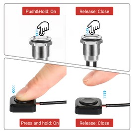 5 StüCk Taster, Teiliger Momentschalter Schalter Drucktaster 12 V/24 V Mit Kabeln FüR Kurzzeitige Druckknopf-Ein-/Ausschalter FüR Autolautsprecher,Industriesteuerungen,Elektronische Experimente