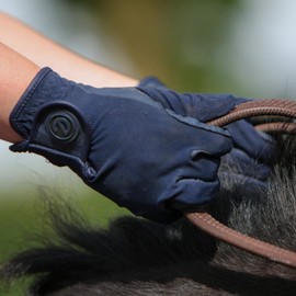 eGlove - eQUEST GripPro X-LITE Horse Riding Gloves - Lightweight, Breathable, Grippy Non-Slip Material - Comfort Mesh Back - Touchscreen Gloves (BLUE - PLAIN CUFF, S)