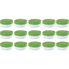 15 ointment containers, cream containers, flat ointment jar, 12 ml capacity with green lid, made in Germany