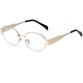 Laurinny Retro Oval Blue Light Filter Glasses Women's Blue Filter Glasses Men Without Prescription Blue Light Blocking Glasses Metal Frame Gaming Glasses, Gold/Clear