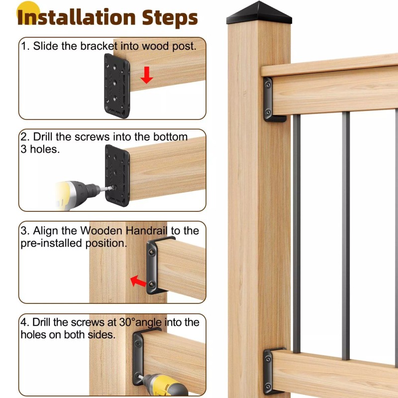 toscoco 20pcs Deck Railing Bracket Connectors for 2"x4" (Actually 1.5"x3.5")