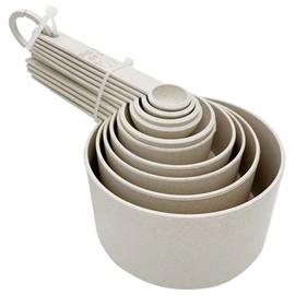 Juego de 10 cucharas medidoras de paja de trigo, utensilios de cocina, herramienta para hornear