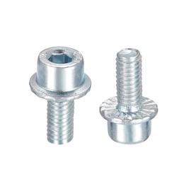 sourcing map M4x8mm Flanged Socket Head Cap Screws, 10pcs 8.8 Grade Carbon Steel Hex Socket Head Serrated Flange Bolts Machine Screws