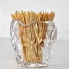 Glass Toothpick Holder with Bamboo Toothpicks – Decorative Crystal Toothpick