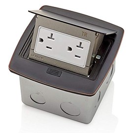 Leviton Pop-Up Floor Box with 20 Amp, Tamper-Resistant Outlet, PFTR2-BZ, Bronze