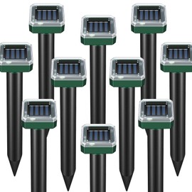 Mole Repellent 10-Pack, Solar Powered Ultrasonic Animal Repeller Waterproof for Outdoor, Garden, Yard, Patio, Animal Repeller Deterrent Snake Gopher Chipmunk Rodent