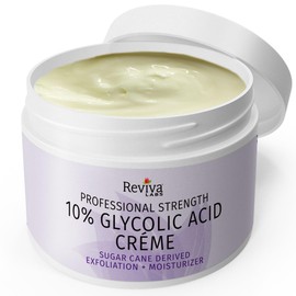 Reviva Labs 10% Glycolic Acid Creme Daily Moisturizer and Mild Exfoliant - Natural Sugar Cane Derived Alpha Hydroxy Acid Face Cream, Acido Glicolico Crema