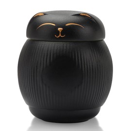 DiDiBirDi Ceramic Urn for Cat, Animal Urn, Pet Cremation Box, Cat Urn for Ashes, Black Cat Urns for Ashes (Black)