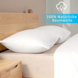 ATsense Set of 2 Cushion Covers Measuring 40 x 80 cm, 100% Washed Cotton, with Zip, Super Soft Premium and Cosy Cushion Covers, White