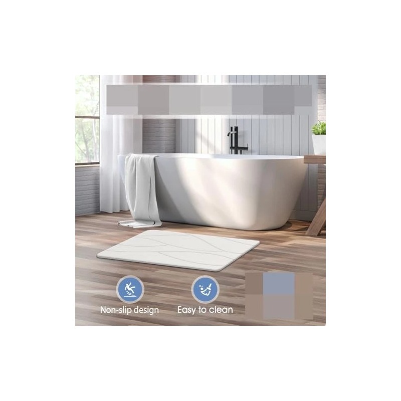 VEELOIM STONE BATH MAT DIATOMACEOUS SHOWER MAT NON-SLIP DIATOMITE -