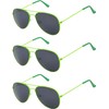 Classic Aviator Sunglasses Smoke Lens Metal Frame Green 3 Pack