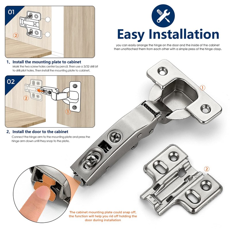Ravinte 2 Pack 1 Pairs European Kitchen Cabinet Hinges Soft