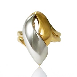 Rapport Selection 115025 Costume Jewelry Vintage Accessories KEYES Keys Ring Made in Canada 22KGP Silver & Gold Combi, Metal Brass, No Gemstone