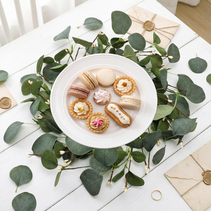 Gandeer Wedding Placemats Set of 6 Artificial Eucalyptus Leaves Place