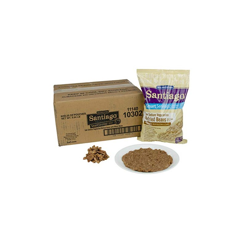 Santaigo Whole Vegetarian Refried Beans - 26.25 oz. pouch, 6