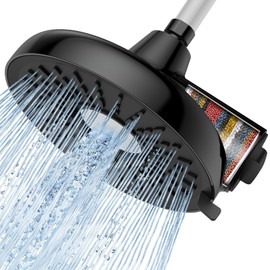 Filtered Shower Head- 8 Inches High Pressure Fixed Rain Showerhead with Filter - filtro para ducha de baño (Matt Black)