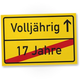 DankeDir! Volljährig Ortsschild 30 x 20 cm Geschenk 18. Geburtstag bester Freund - beste Freundin Geschenkidee Geburtstagsgeschenk Volljährigkeit Kleines Geschenk 18er Geburtstagsparty
