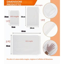 Firavggu 4 Pezzi Sacchetto Filtro per Straining, 200 Micro Mesh Strainer Bag Filtrante in Nylon Fine Panno Filtrante a Maglia con Coulisse Borsa per birra Homebrew per Frutta, Sidro, Uva, Vino